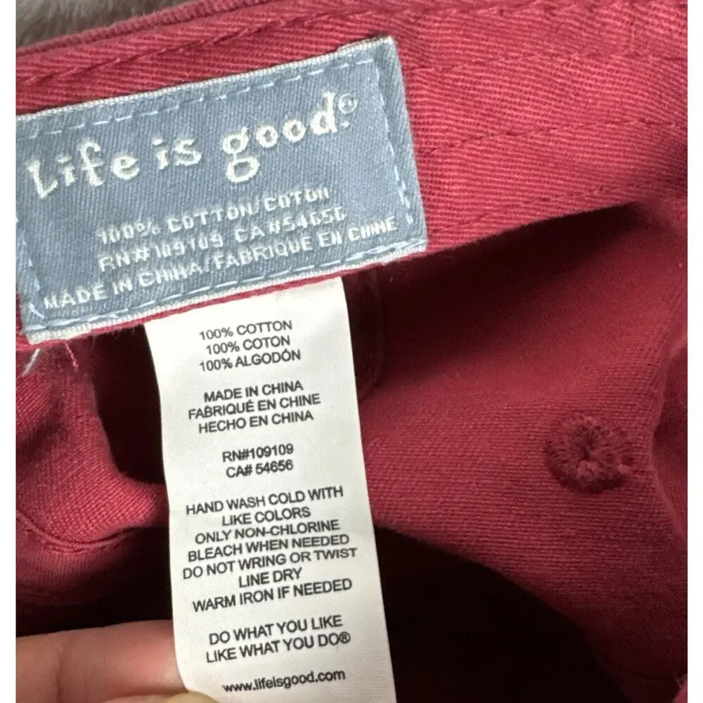 Life Is Good Adult Red Hat Baseball Cap Adjustable OS Embroidered Logo Stars